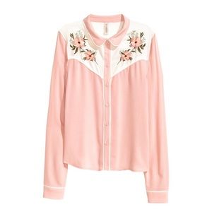 Powder Pink Western Embroidered Blouse
